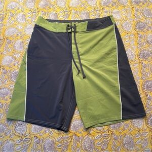 Vast Board Shorts Gray Green Colorblock Swim Trunks Men’s 33
